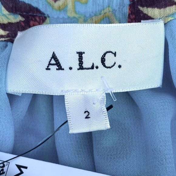 NWT New! A.L.C. 100% Silk Courtney Floral Dress in Blue Grotto Multi. Size 2. - Picture 11 of 13